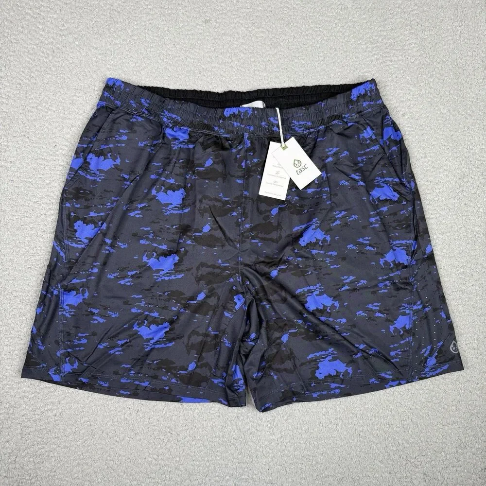 tasc Performance Weightless Shorts Mens XXL Blue Black Camo 7